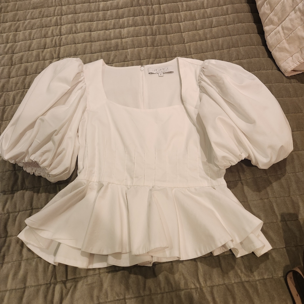 HUNTER BELL White Puff Sleeve Blouse